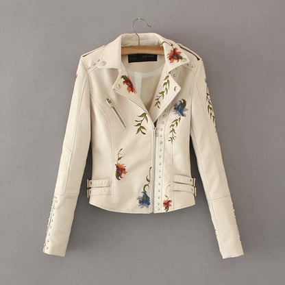 Embroidered leather jacket