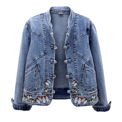 Elegant-bestickte Jeansjacke