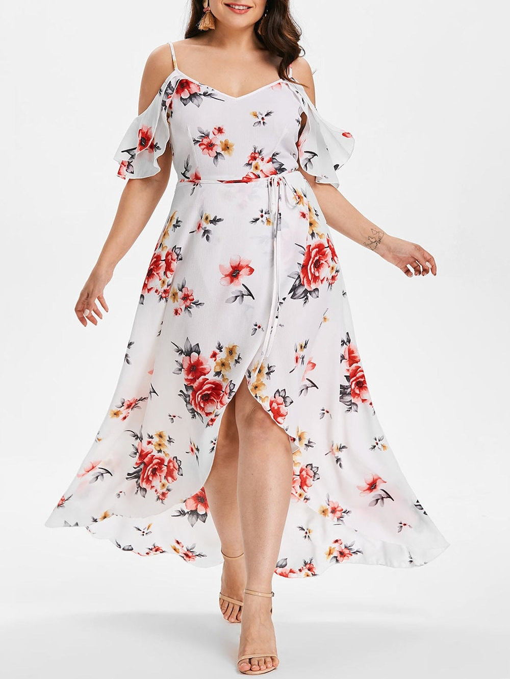 LILIANA-schmeichelndes Kleid mit Blumenprint für Frauen mit hübschen Kurven