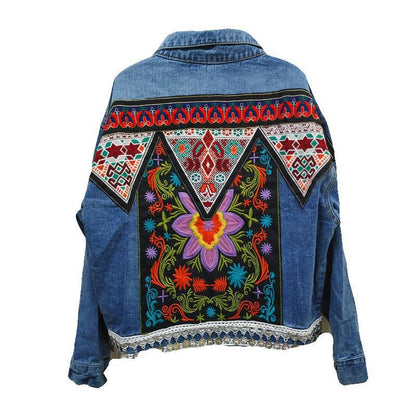 Embroidered boho denim jacket