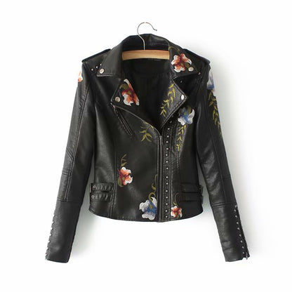 Embroidered leather jacket