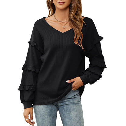 Stylish top with ruffled sleeves