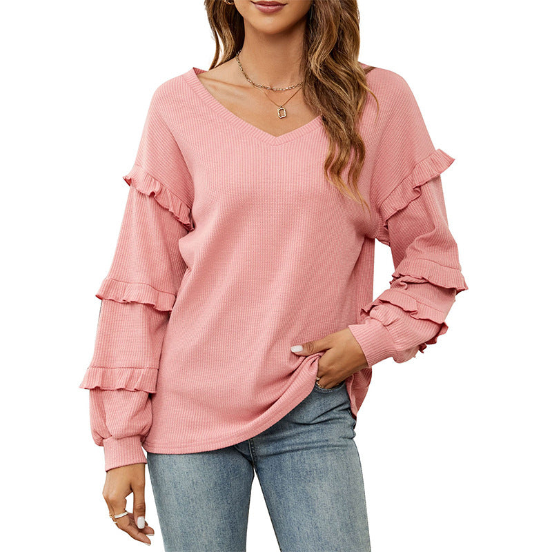 Stylish top with ruffled sleeves