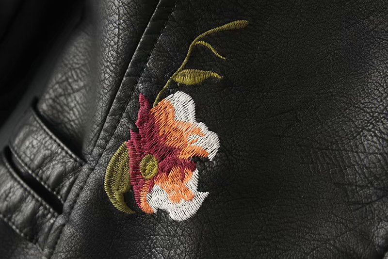 Embroidered leather jacket