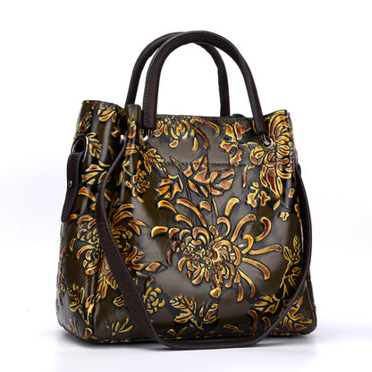 Handbag with an exclusive floral pattern