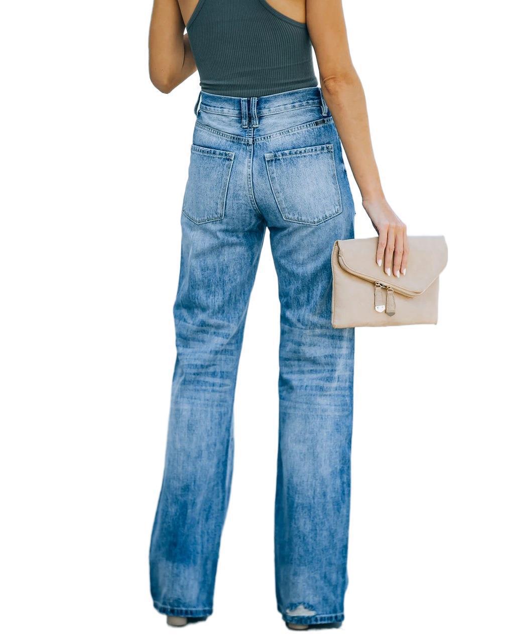 Jeans mit weitem Bein und Fading-Look