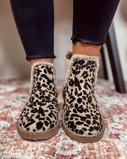 Gefütterte Ankle Boots im trendigen Leoparden-Stil